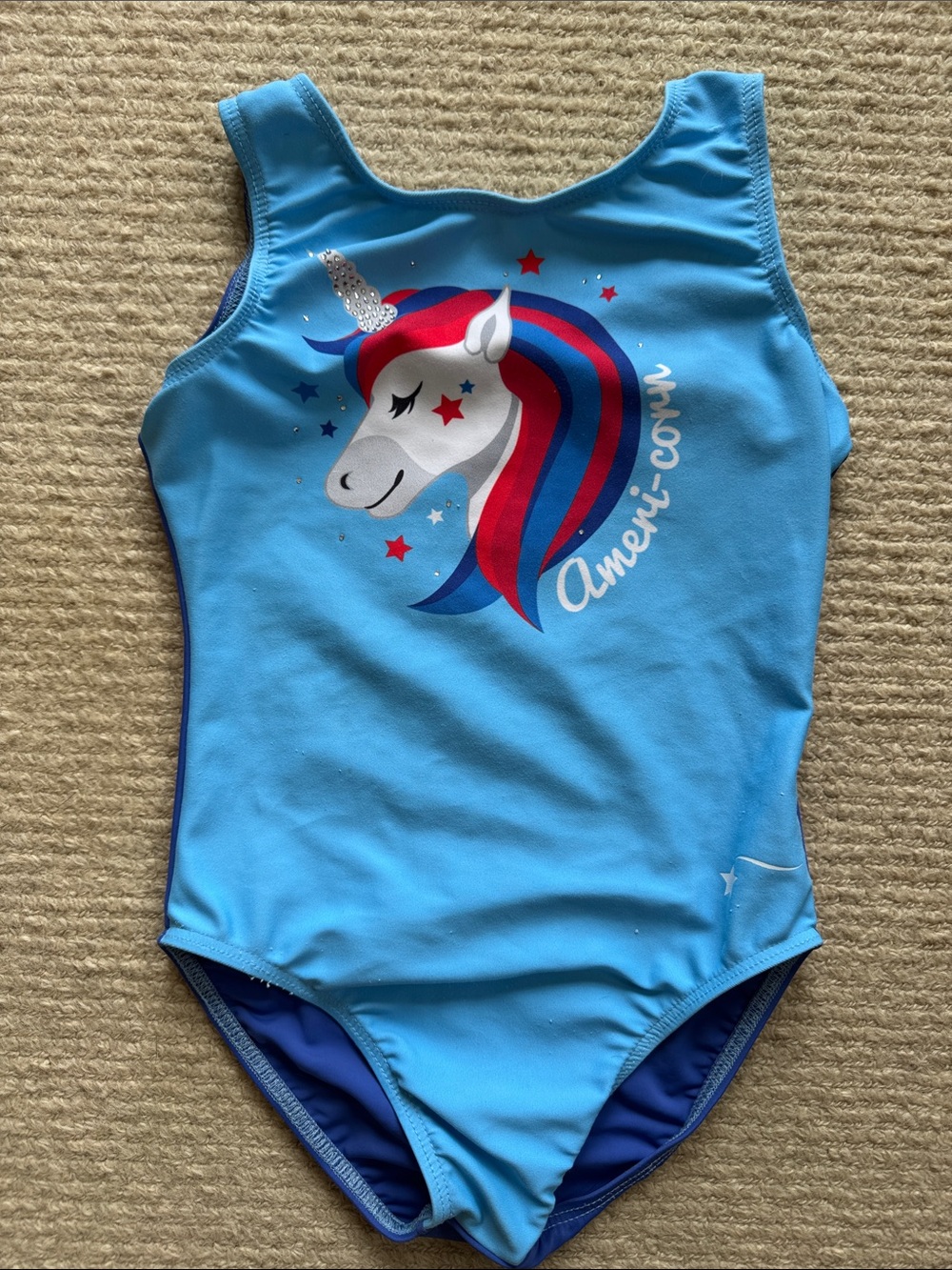 Ameri•Corn Blue Unicorn Gymnastics Leotard